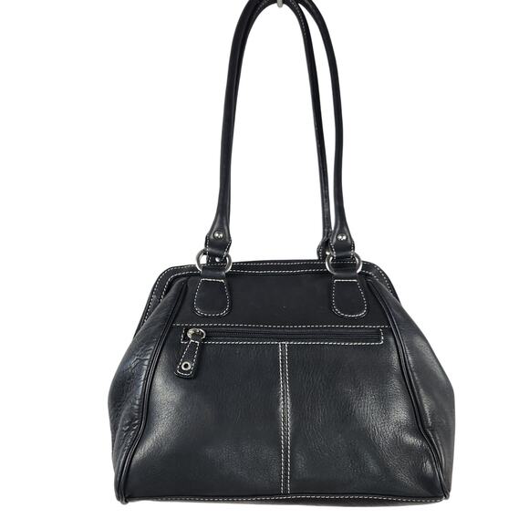 Tignanello Black Y2K Leather Purse Contrast Stitching Zip Around Closure - Picture 1 of 16